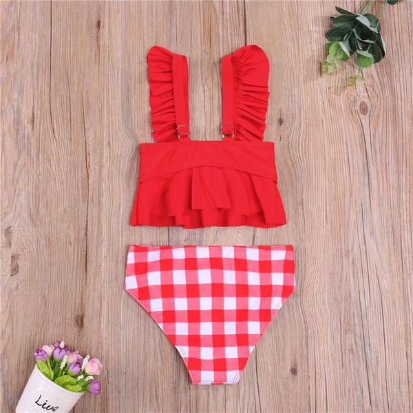 

girl\u2021s swimwear set ruffled swimming bathing suits children ruffles bikinis baby beach clothing one-pieces, Black