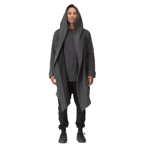 

men's jackets fashion mantle japanese style hooded cape long cardigan european windbreaker autumn and winter male trench coat, Black;brown