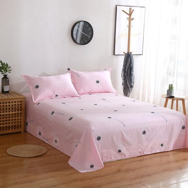 

bedding sets cotton pink flat sheet sweet princess 48*74cm pillowcase grey twin full  king size bed home textile
