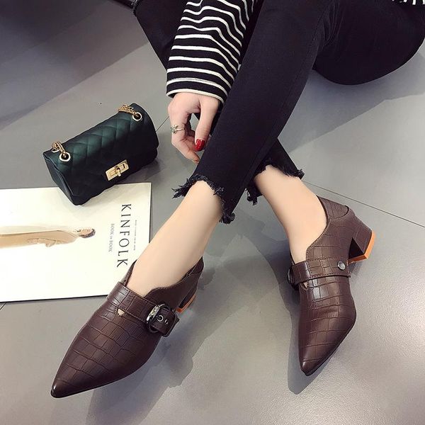 

dress shoes 2021 spring autumn fashion pumps women sandals high-heels oxfords vintage pointed work female sexy, Black