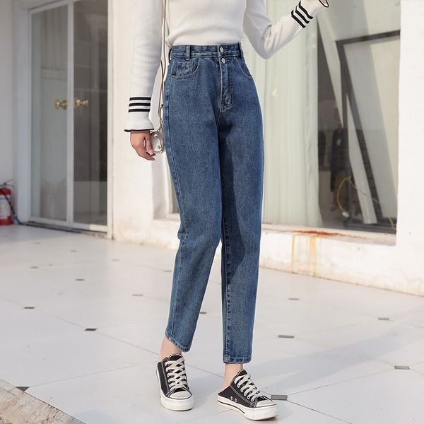 

2021 light blue denim pants complete mother high waist jeans vintage loose plus size