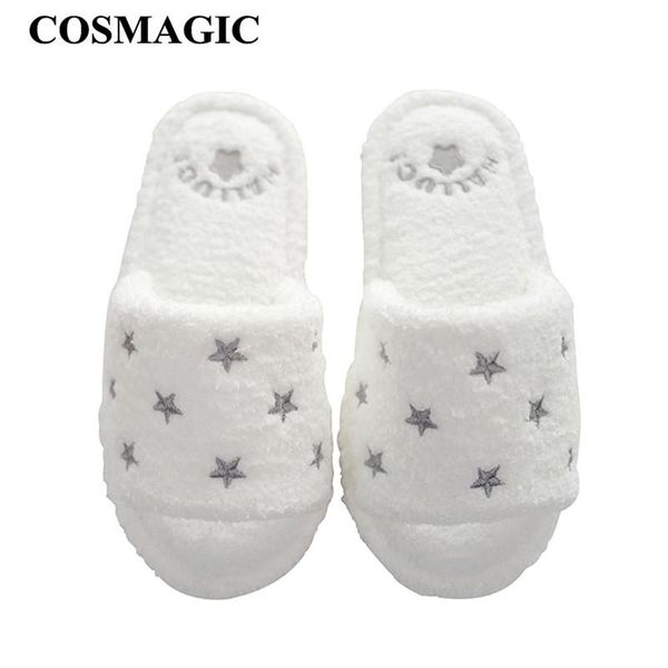 

slippers cosmagic 2021 autumn women star pattern flip flops indoor slipper lightweight house floor living room sweet shoe, Black