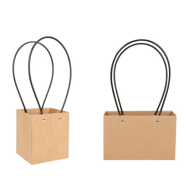 

gift wrap 10pcs kraft paper flower bags with handle,waterproof eco-friendly
