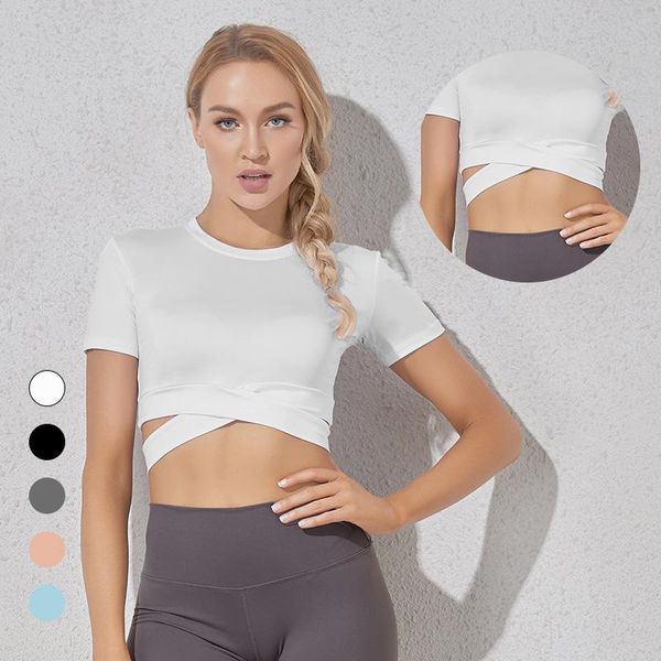 

running jerseys tight-fitting sports slimming ultra-short cross quick-drying fitness yoga clothes short sleeves 2021, Black;blue