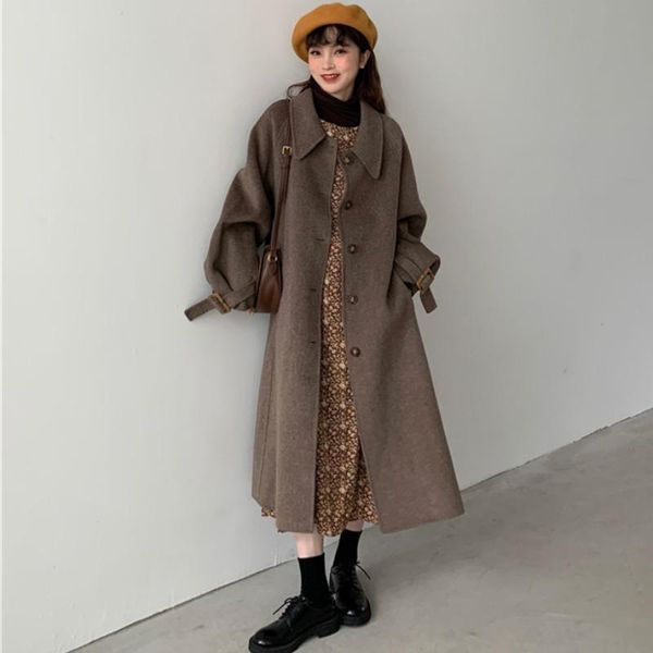 

women's wool & blends 2021 winter cotton heavy woolen coat for women, Black