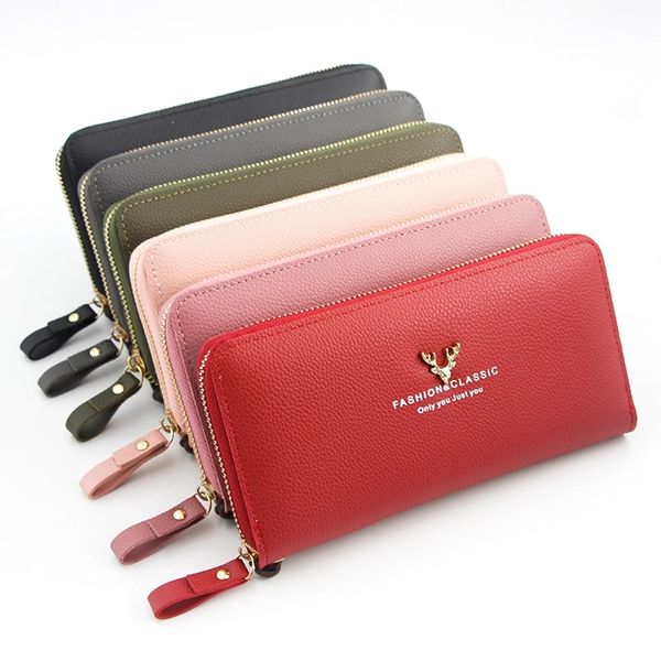 

ladies long student fashion clutch wallet purses and handbags, Red;black