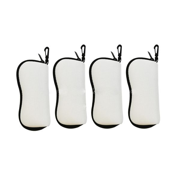 Neoprene copos bolsas em branco branco para sublimação de óculos de sol caso zíper escalando sacos com cinto clipe portátil óculos de armazenamento de óculos