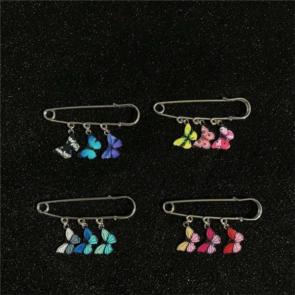 

ins same effect purple blue drop glue butterfly brooch decoration, Gray