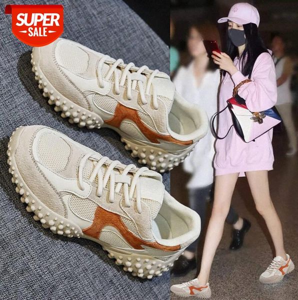 

casual sports shoes ugly white women's breathable sneakers wild ins tide old #vu8g