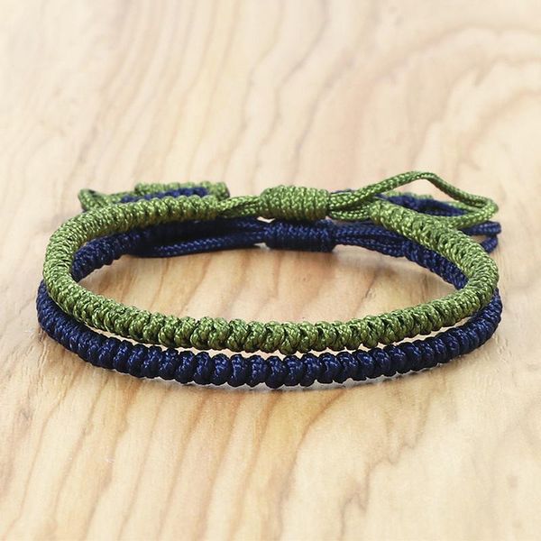 

tennis handmade weave bracelet fashion women tibetan buddhist lucky navy blue knots rope bracelets for men simple bangles jewelry, Golden;silver
