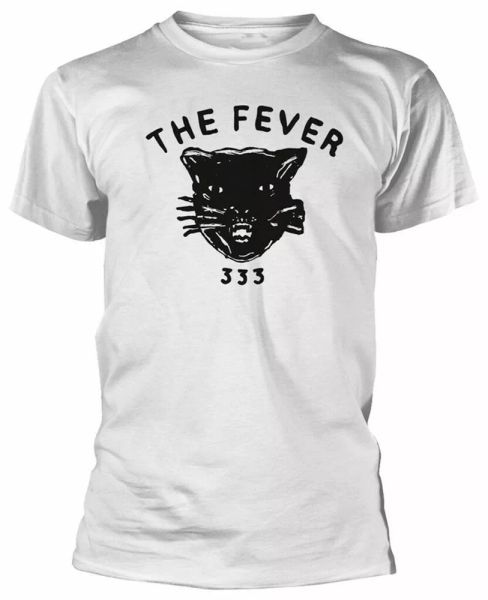 

official fever 333 t shirt cat white mens classic punk rock metal tee new, White;black