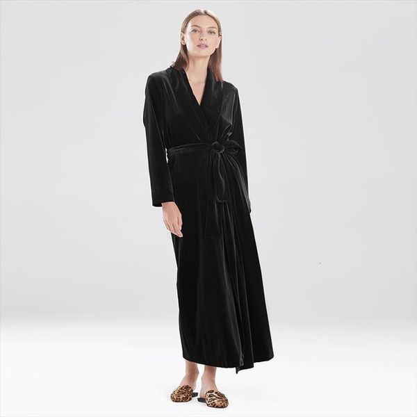 

warm velvet bathrobe womens sleepwears long sleeve robe knit solid elegant home suit winter spring, Black;red