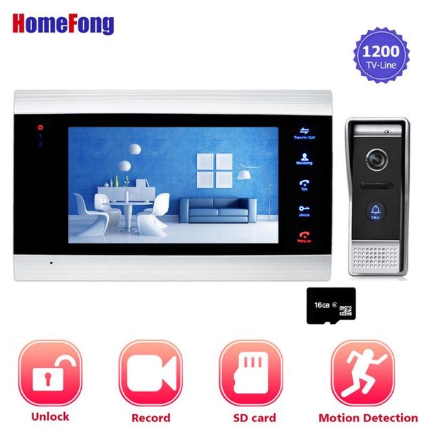 

homefong 7 inch video door phone intercom system release unlock color doorbell camera 1200tvl ir night for home security phones