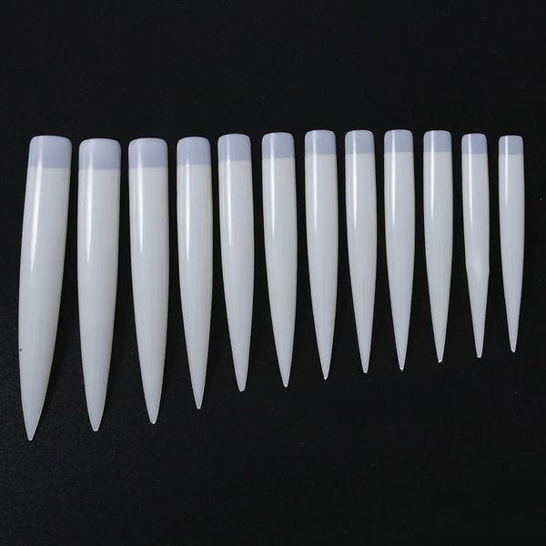 

nail art kits extra long fake half cover tips sharp shape false nails natural clear cuspidal diy tools