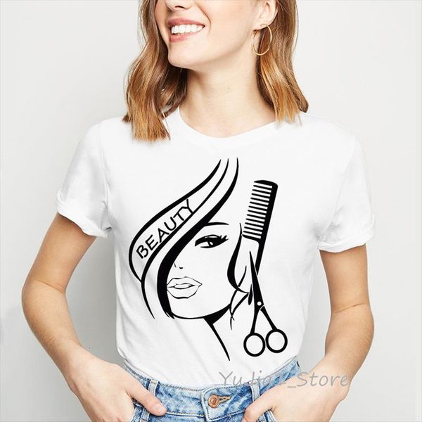 

hair beauty design simple womens t shirt tees barbershop custom summer harajuku kawaii woman clothes, White