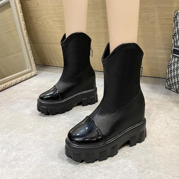 

boots black sock women 2021 punk gothic shoes ankle platform autumn winter warm fur white