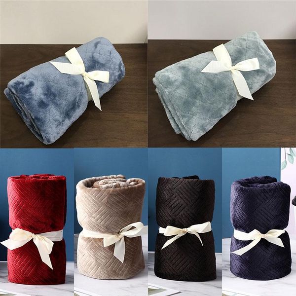 

towel solid color plum grid flannel blanket japanese style multi-colored nap skin friendly household items car knee