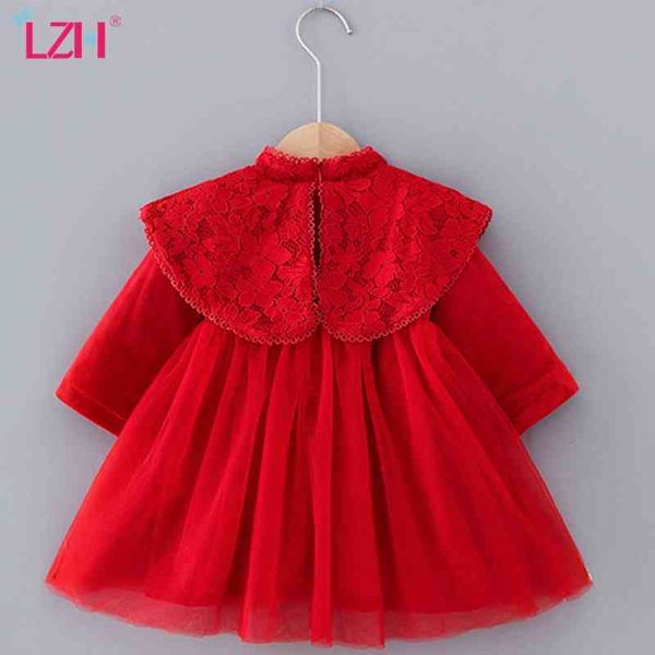 

lzh kids christmas dresses for girls lace red dress autumn winter toddler girl long sleeve princess party dress children clothes 210329, Red;yellow