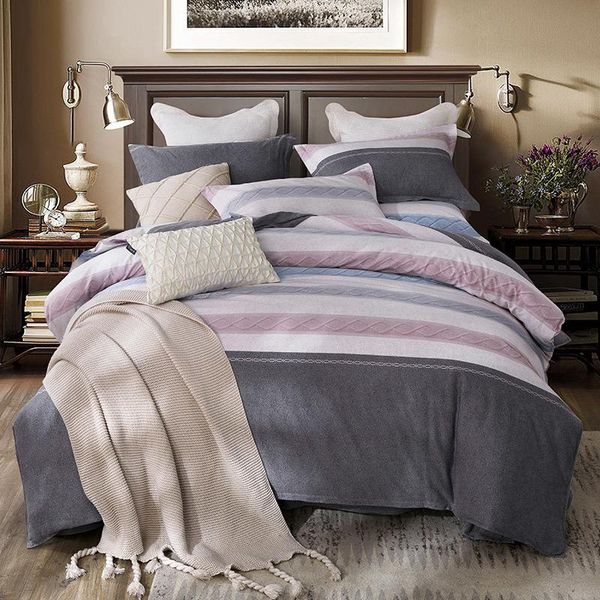 

bedding sets heavyweigh brushed cotton ultra soft breathable duvet cover bed sheet set pillowcases king  twin size 4 pcs