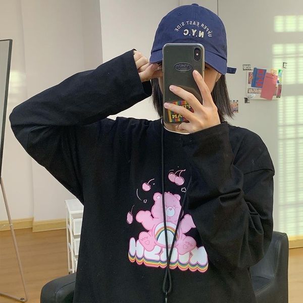 

women's t-shirt long-sleeved loose korean style 2021 autumn ins, White