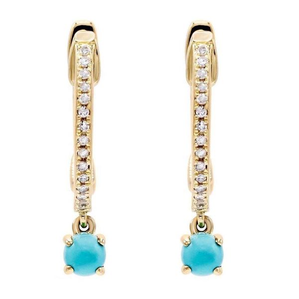 

hoop & huggie original brand factory custom wholesale classic turquoise dangle earring 925 silver, Golden;silver