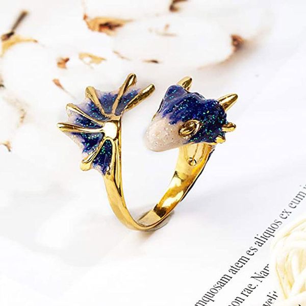 

cluster rings gothic dragon ring for women enamel glaze gold color adjustable statement finger accessories men jewelry gift wholesale kar059, Golden;silver
