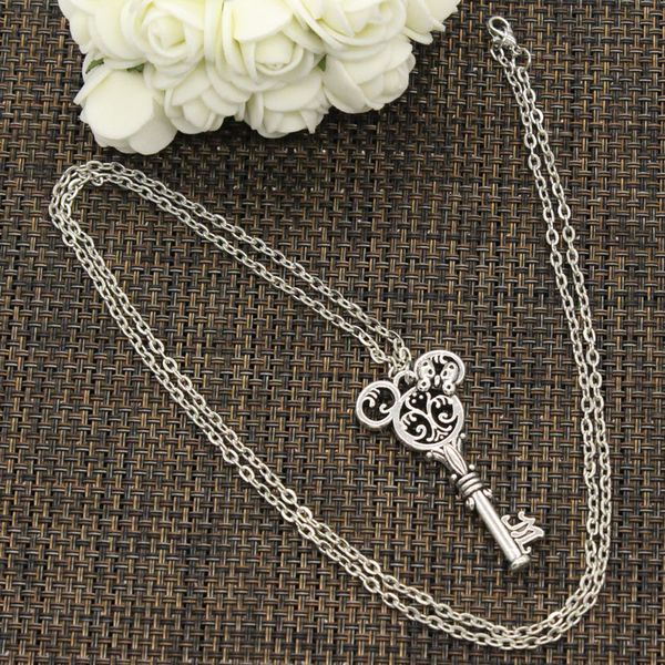 

new fashion tibetan silver pendant vintage mouse key choker charm short long diy necklace factory price handmade jewelry, Golden;silver