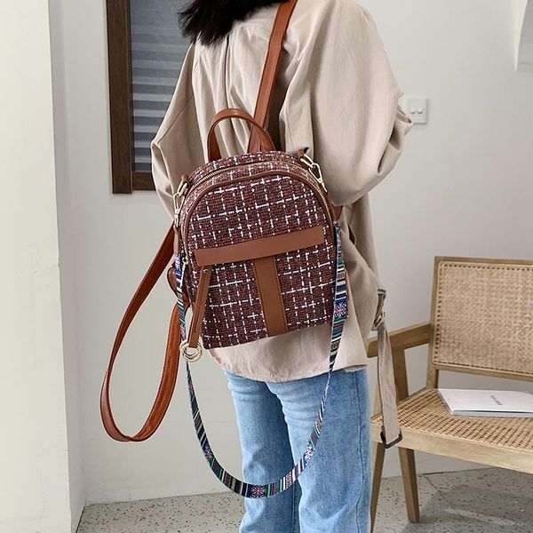

backpack korean autumn female ins wool casual fashion large capacity school office lady vintage