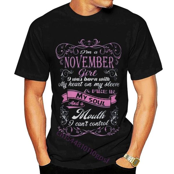 

men's t-shirts t-shirt cotton tee shirt im a november girl black short sleeve o-neck summer tees t, White;black