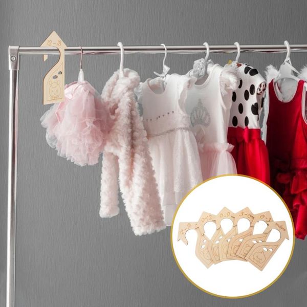 

6pcs wooden age size clothes dividers baby clothing closet partitions laundry bags