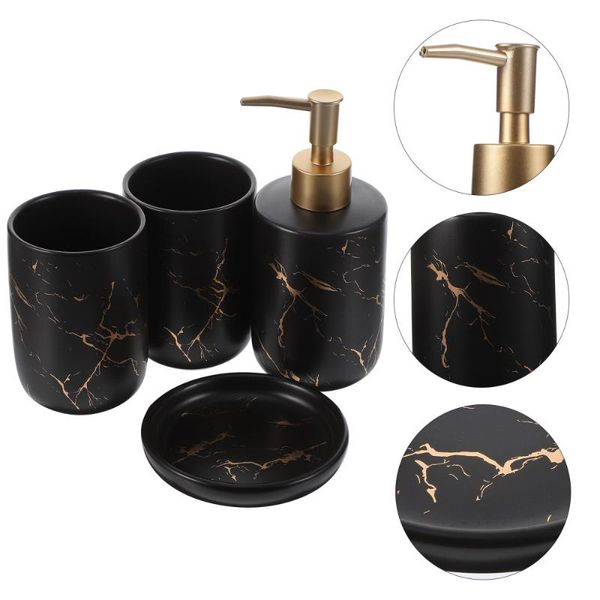 

4pcs ceramic cup soap dish lotion dispenser set bathroom accessory bath