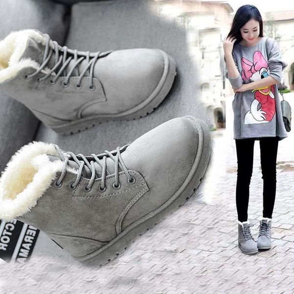 

boots flat cotton shoes student casual sports women for autumn and winter 2021 women's auede qarm short, Black