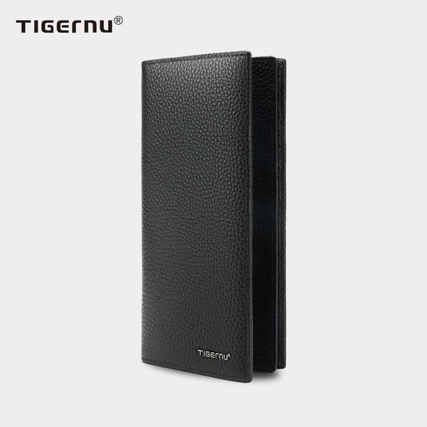 

tigernu leather wallet men's multi card wallet long thickened po album zero business bag, Black