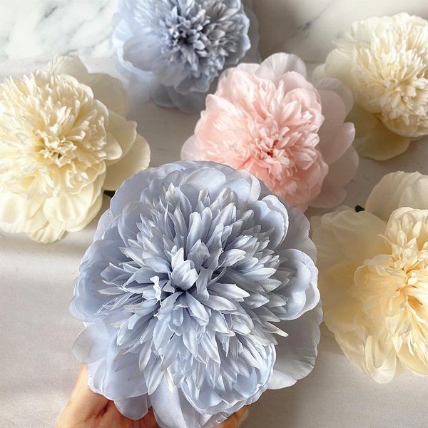 

peony artificial flower head with stem silk clothe fake for wedding home garden decoration decorative flowers & wreaths