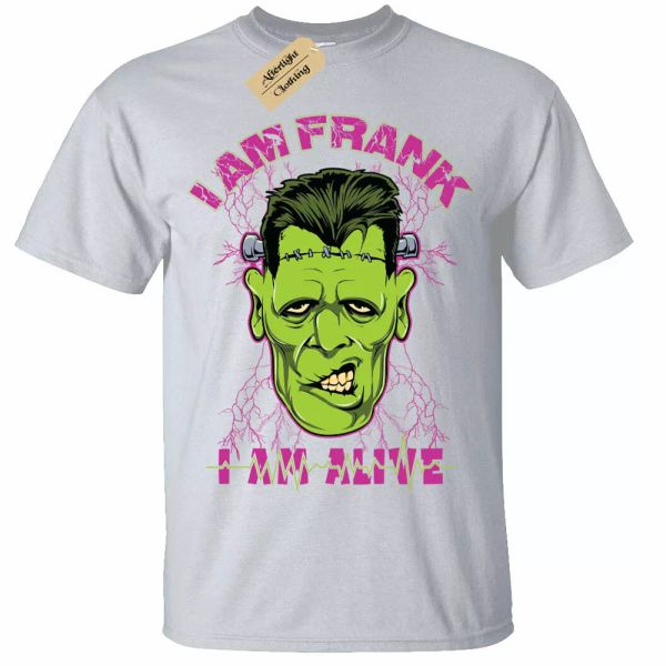 

I am frank t shirt mens womens top frankenstein halloween top, White;black