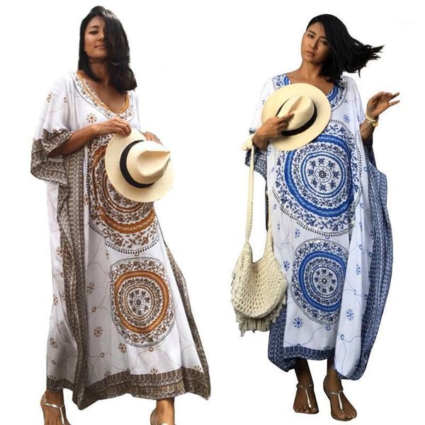 

fashion woman beach outfit large size dress floral bikini cover ups for sun protection clothing swimwear loose tunics women's, White;black