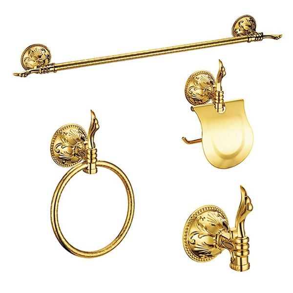 

bathroom accessories bath hardware set golden color toilet brush holder towel rack bar tissue roll paper cup soap plate accessory