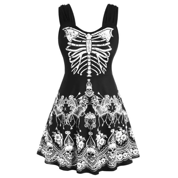 

casual dresses butterfly print dress 2021 women sleeveless mini fashion halloween party streetwear plus size tank, Black;gray