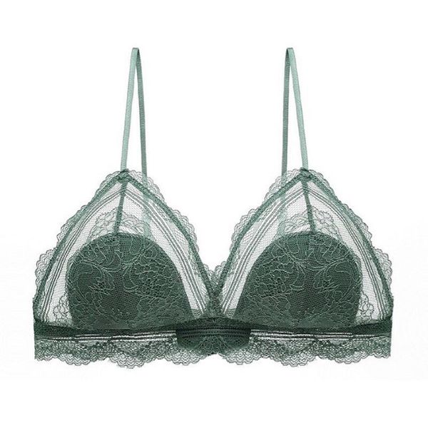

bras women lace comfortable bralette solid color beauty back underwear vest female add pad wireless bra lingerie, Red;black