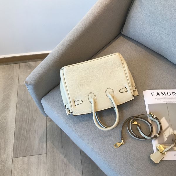 

customized womens bag genuine leather first layer cowhide milkshake white large capacity portable shoulder fashion