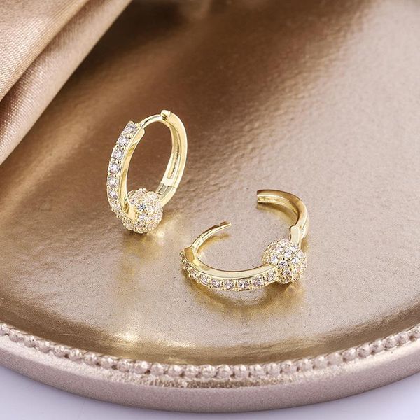 

hoop & huggie piercing earing for female trend 2021 jewelry luxury earrings women bean charm accessories gold color zirocn kce039, Golden;silver