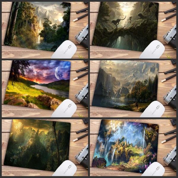 

mouse pads & wrist rests xgz fantasy forest waterfall scenery speed mousepad selling wholesale gaming keyboard pad 22x18cm big promotion