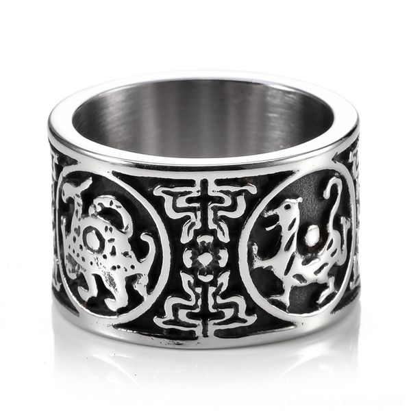 

sYkj chaoren personality four beasts polished titanium ear and steel band rings 316 chaoren jewelry personality four beasts polished titani, Silver