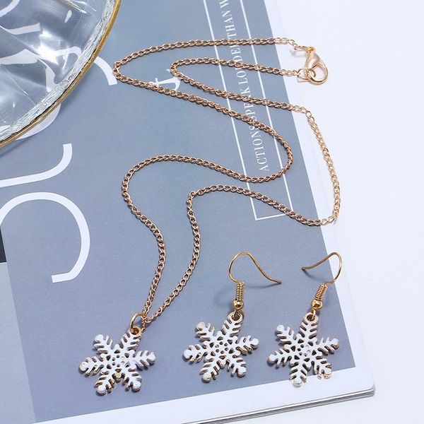 

earrings & necklace bluestar 2021 color metal enamel snowflake necklaces fashion pendants for women wedding jewelry years, Silver
