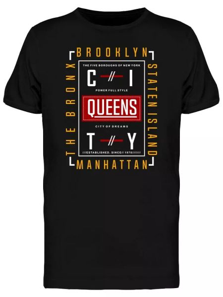 

nyc typography manhattan graphic men's tee -image by shutterstock, White;black