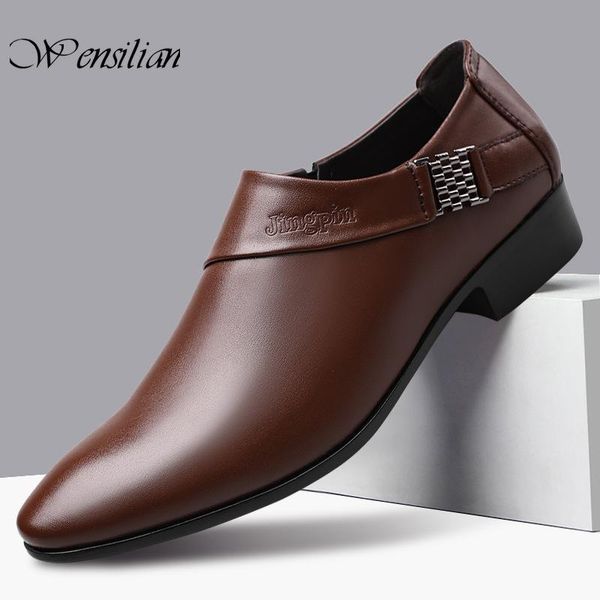 

dress shoes wedding men oxfords with heel breathable leather casual social shoe male flats chaussure homme 2021, Black