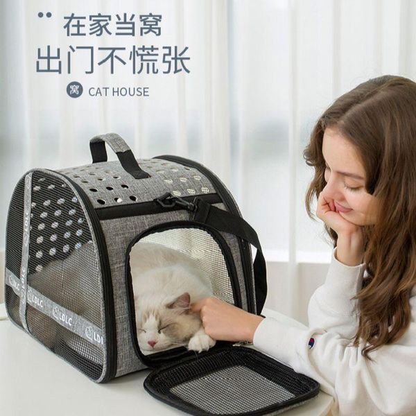 

cat carriers,crates & houses 4 colors pet carrier bag breathable outdoor travel handbag portable fold-able dog with locking safety zippers