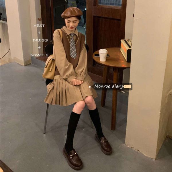 

casual dresses dress academy style waistcoat skirt suit autumn winter 18-25 years old 66p2, Black;gray