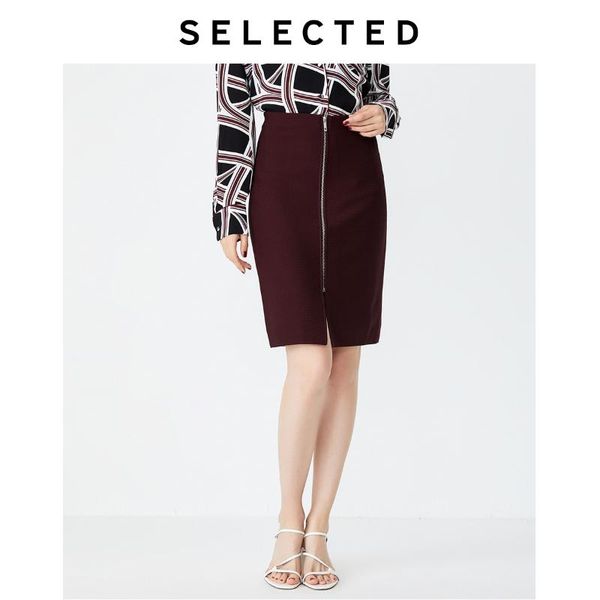 

women's high-rise hip-wrap straight regular fit hip skirt s|41931j501 skirts, Black