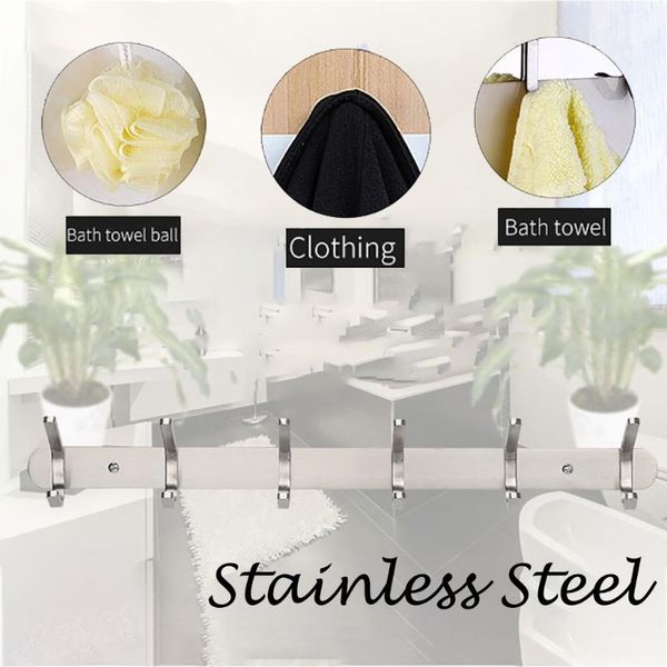 

hooks & rails towel holder bathroom towels rack hanger black silver 304 stainless steel wall hanging bar organizer kitchen storage shelf